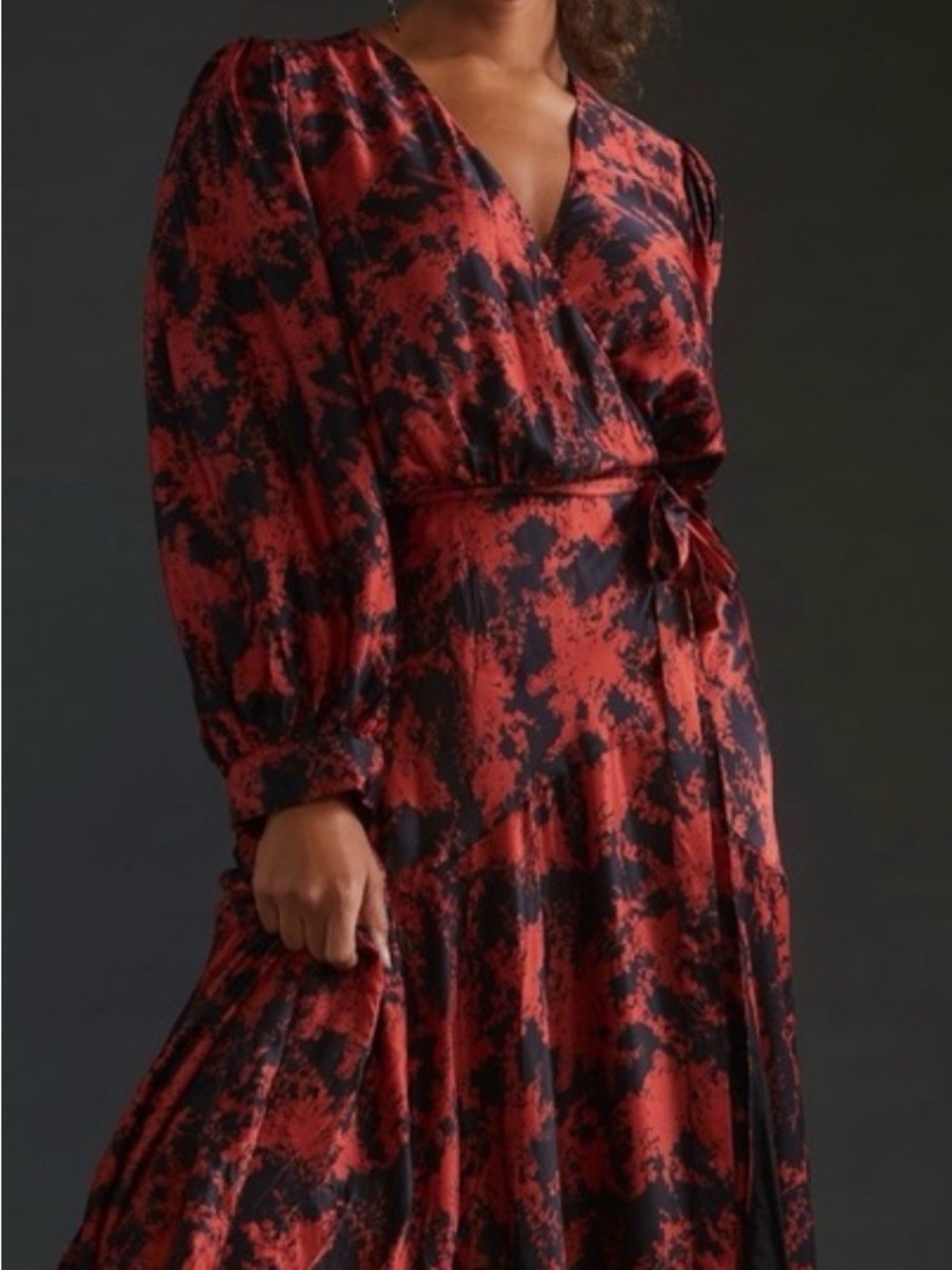 Burnt orange and Black Long Sleeve Wrap Dress caballero for Anthropologie